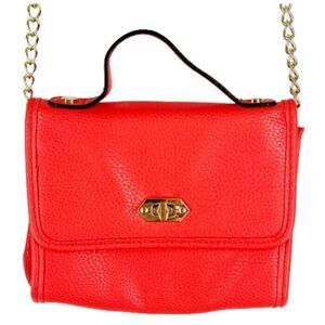 Steve Madden Crossbody Bag Purse Gold Chain Handle Coral Pink Faux Leather NEW